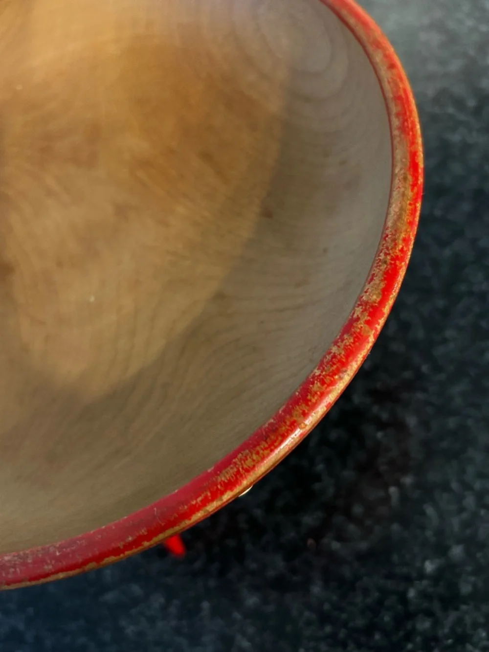 Mid-Century Modern 50's -3 Legged Red Trinket Bowl Dish -Woodpecker Wood Ware